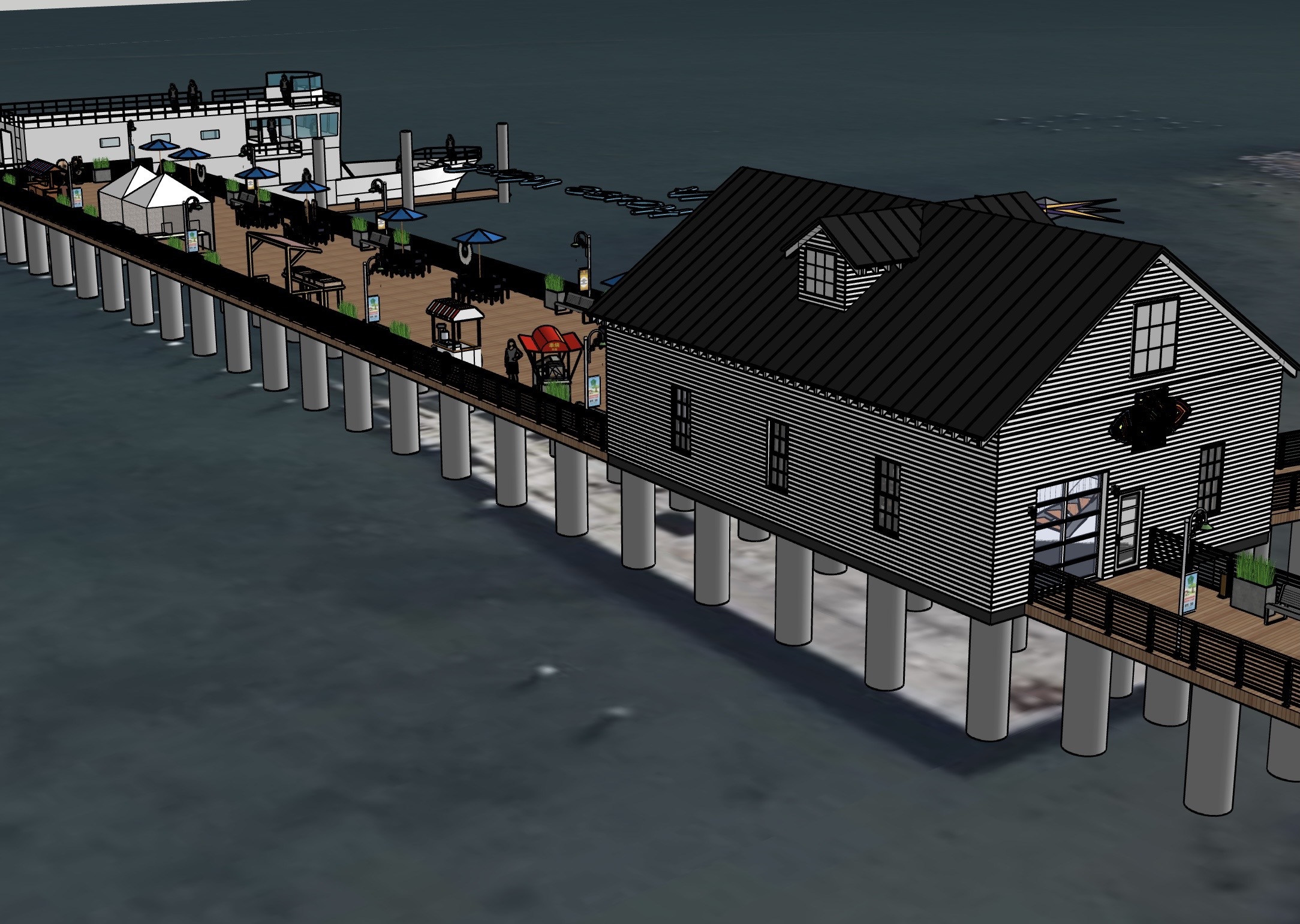 Concept rendering of the Tokeland Boathouse and Wharf.